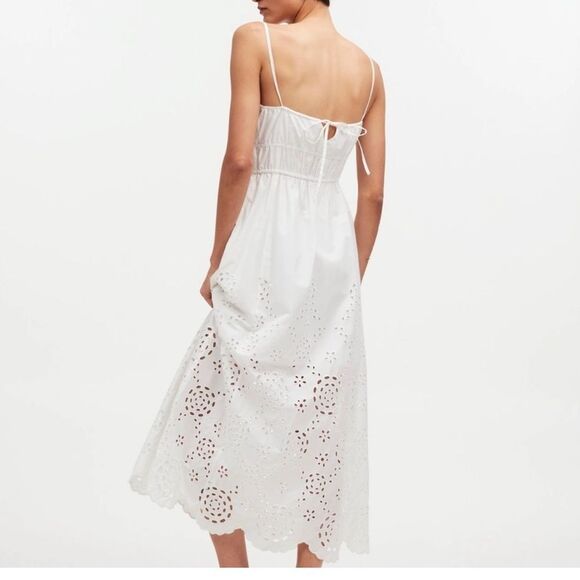 NWT Madewell Embroidered Tank Midi Dress White 8 - Picture 4 of 11